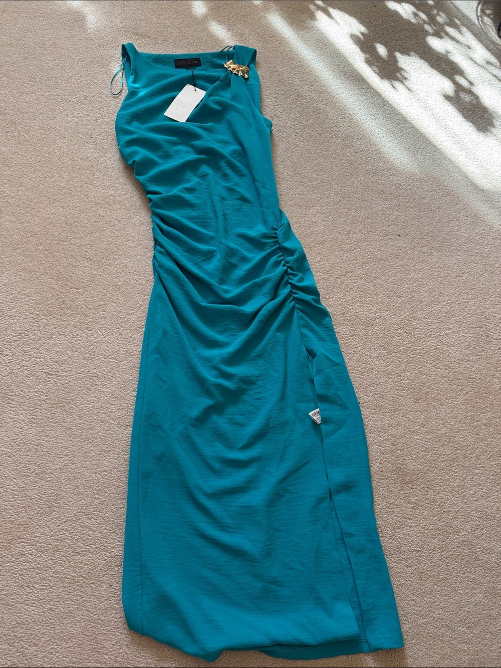 Zara gold appliqué Midi Dress in Blue - Picture 6 of 7